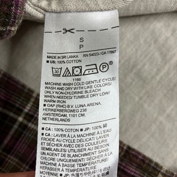 Banana Republic Top Womens S Sugar Plum Plaid Flannel Ruffle Neck Preppy Boho - Picture 6 of 14